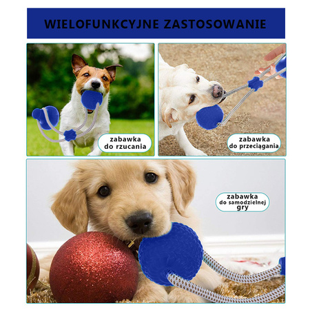 Zabawka gryzak dla psa CHEWY BALL, piłka na przyssawce kolor NIEBIESKI