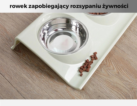 Podwójna miska metalowa z podstawką dla psa i kota 2x 0.15L Zielona M