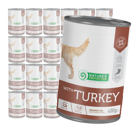 Nature's Protection Adult Dog Sensitive Turkey 24x400g Mokra Karma dla Psa z Wrażliwym Układem Trawiennym Indyk