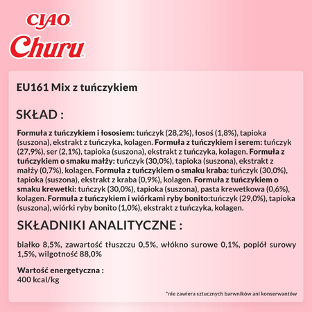 Inaba Cat Churu 60x14g (840g) Kremowy Przysmak Dla Kota Pasta Mix Z Tuńczykiem