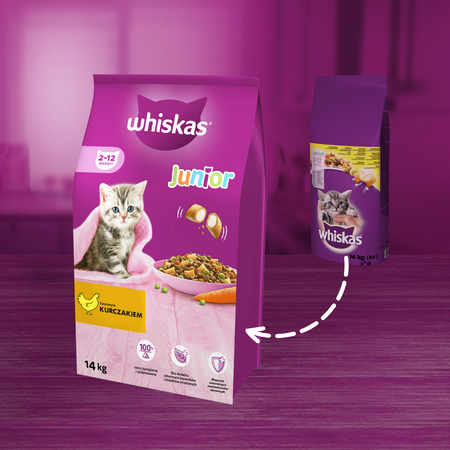 WHISKAS Junior Kurczak 14kg - sucha karma dla kociąt