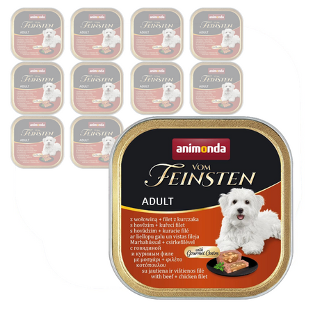 Animonda Vom Feinsten Adult 11x150g Mokra Karma Dla Psa z Wołowiną i Filetem z Kurczaka