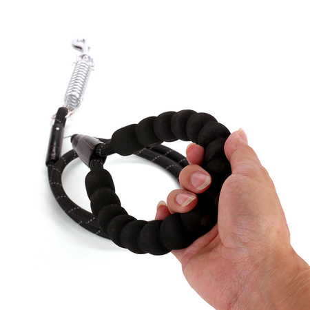 Mocna Smycz Ze Sprężyną Dla Dużych Silnych Psów Psa Odblaskowa 150cm Czarna