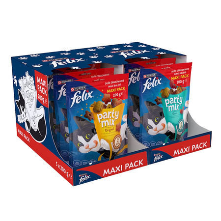 Purina Felix Party Mix Przekąski Mix Smaków Drób Ryba 10x200g