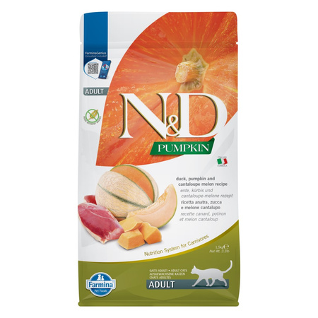 Farmina N&D Cat Pumpkin Duck & Cantaloupe 1,5kg Sucha Karma Dla Kota z Kaczką Dynią i Kantalupą