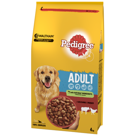 Pedigree Adult 4kg z Wołowiną i Drobiem - Sucha Karma Pełnoporcjowa Dla Dorosłych Psów 