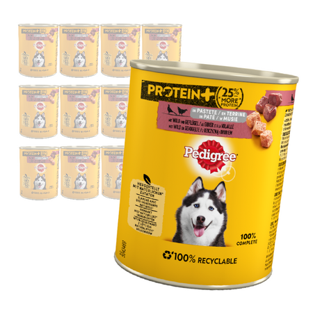 Pedigree Adult Protein+ Puszka Mokra Karma Dla Psów Z Dziczyzną I Drobiem W Musie 12x800g