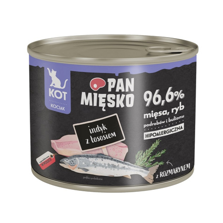 Pan Mięsko 24x200g Hipoalergiczna Mokra Karma Dla Kociąt Indyk Z Łososiem