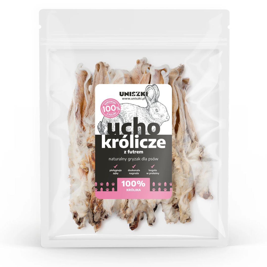 Uniszki  Ucho Królicze Z Futrem Naturalny Przysmak Dla Psa