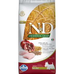 N&D Dog Ancestral Grain Chicken  Adult Mini 7KG Karma Sucha Psy Dorosłe Kurczak