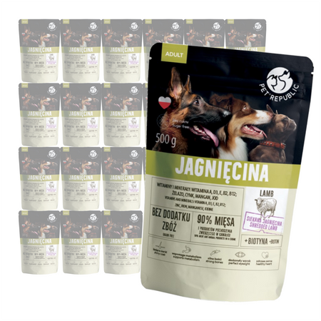 PetRepublic Bezzbożowa Mokra Karma Dla Psa 24x500g Z Drobno Siekaną Jagnięciną W Sosie