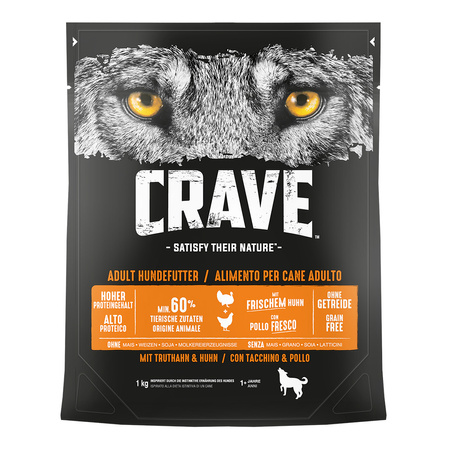 CRAVE z INDYKIEM I KURCZAKIEM 1kg - sucha karma dla psów