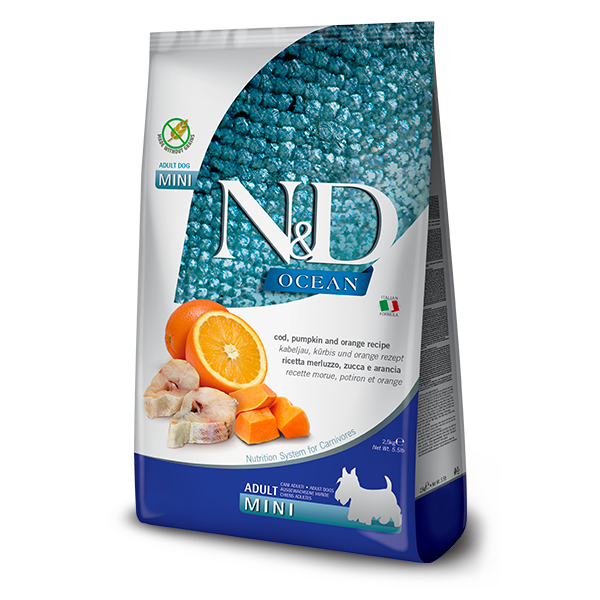 Farmina N&D Ocean Codfish Adult Mini 2,5kg Sucha Karma Dla Dorosłych Psów