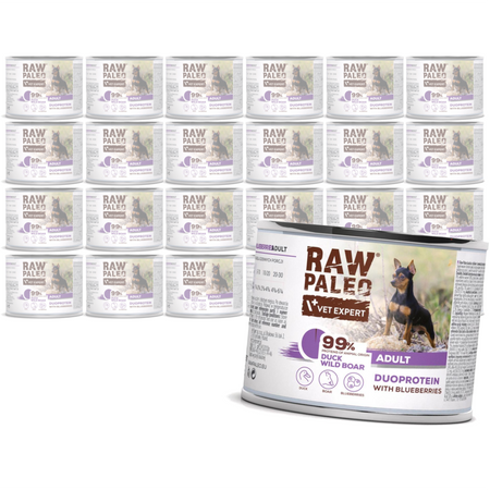 Raw Paleo Duck&Boar Adult Duoprotein 24x200g​ Mokra Karma Dla Psa z Kaczką i Dzikiem