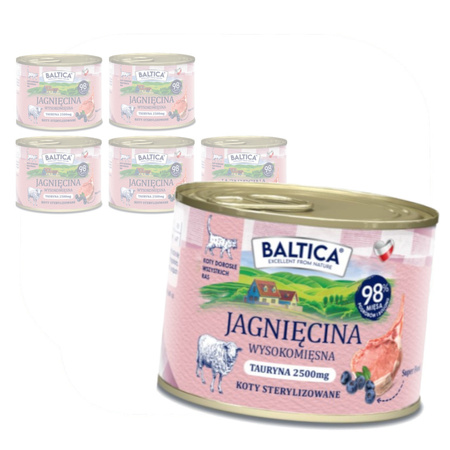 Baltica Smaki Regionów Jagnięcina 6x185g Bezzbożowa Mokra Karma Dla Kotów Sterylizowanych