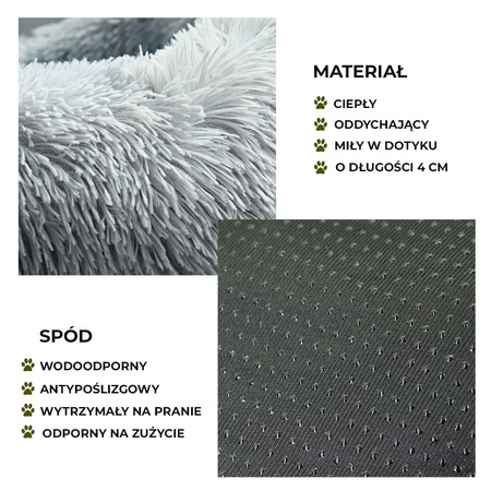 Prostokątne Pluszowe Legowisko dla Psa Kota XS 38x35x20cm Jasnoszare