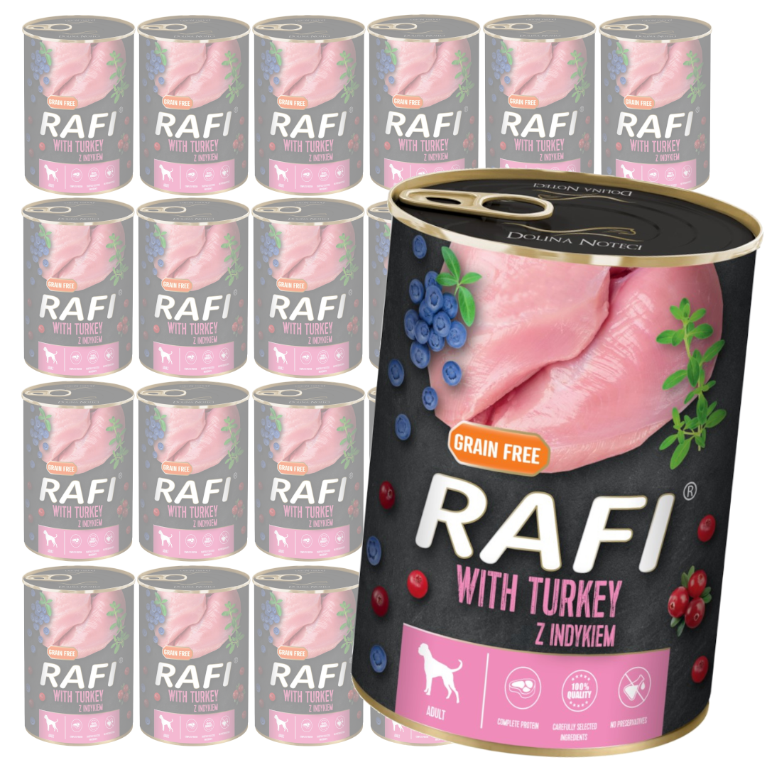 Rafi 6x400g Bezzbożowa Mokra Karma Dla Psa Z Indykiem Żurawiną I Borówką