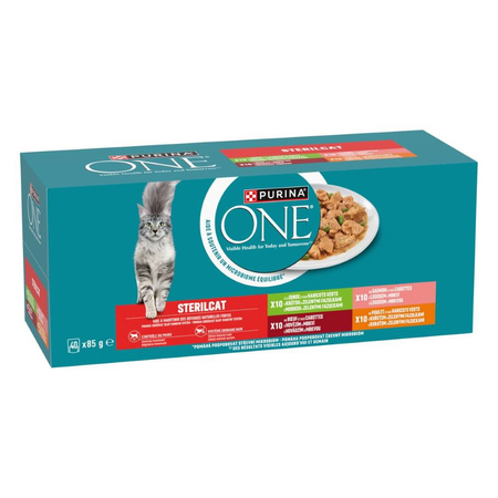 Purina One Sterilcat 40x85g Mokra Karma Dla Dorosłych Kotów Po Sterylizacji Mix Czterech Smaków