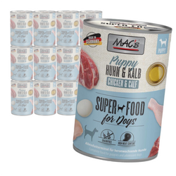 MAC's Puppy Bezzbożowa Mokra Karma Dla Szczeniąt Z Kurczakiem I Cielęciną 12x400g Zdrowe Kości Skóra I Sierść