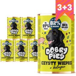 Dobry Pies 6x400g Monoproteinowa Wieprzowina i Kurczak z Kolagenem 3+3 GRATIS