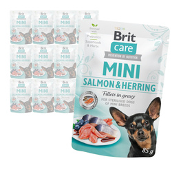 Brit Care Mini Pouch Sterlised Łosoś Śledź 12x85g Mokra Karma Dla Psów Sterylizowanych Ras Małych i Miniaturowych