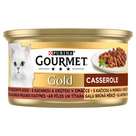 Purina Gourmet Gold Karma Dla Kotów Casserole Z Kaczką I Indykiem W Sosie 48x85g