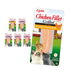 Inaba Ciao In Crab Broth 6x25g Naturalny Przysmak Dla Kota Grilowany Filet Z Kurczaka W Bulionie Mix Smaków