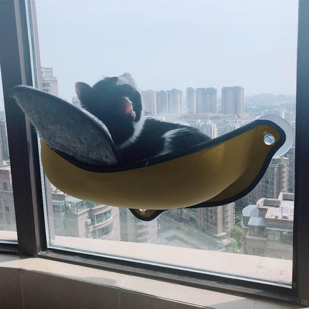 Legowisko dla kota na szybę na przyssawkach hamak kolor BEŻOWY