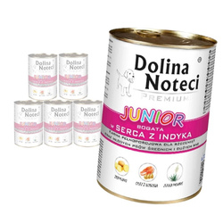 Dolina Noteci Premium Junior 6x400g Mokra Karma Dla Psa Bogata w Serca Indyka