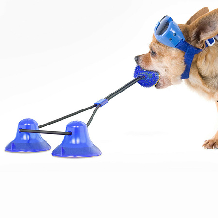 Zabawka na przysmaki dla psa gryzak z dozownikiem karmy, z dwiema przyssawkami SNACK BALL 2 kolor fioletowo-niebieski