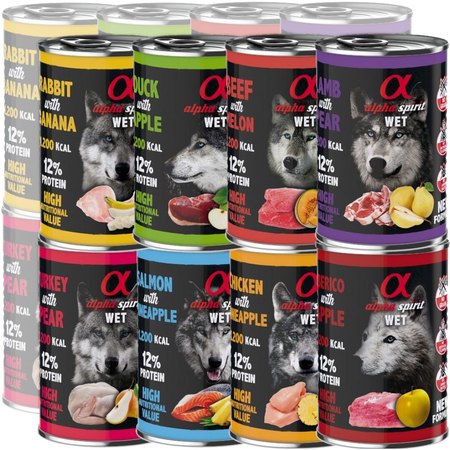 Alpha Spirit Mix 8 Smaków 16x400g Bezzbożowa Mokra Karma Dla Psów