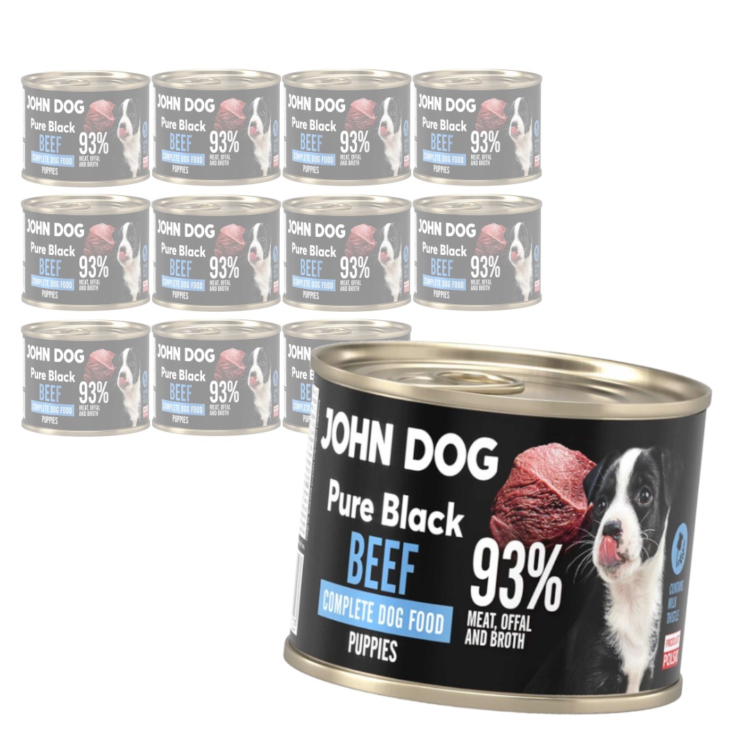 John Dog Pure Black Beef Puppies 12x200g Mokra Karma Dla Szczeniąt Z Wołowiną