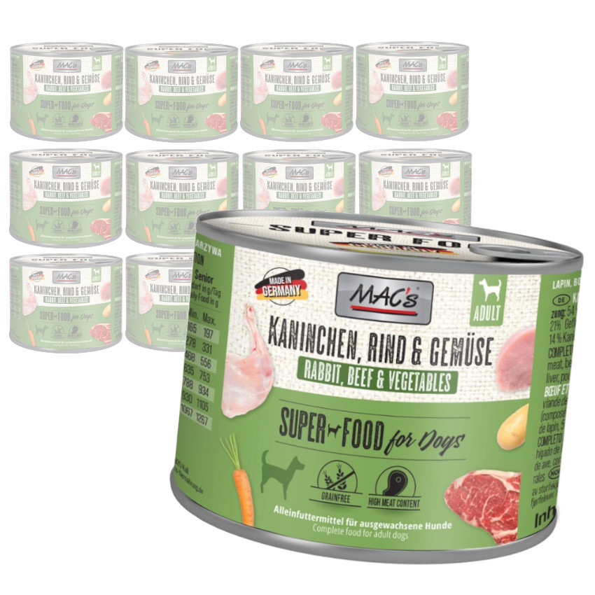 MAC's Dog Bezzbożowa Mokra Karma Dla Psa Z Królikiem Wołowiną I Warzywami