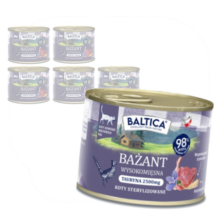 Baltica Smaki Regionów Bażant 6x185g Bezzbożowa Mokra Karma Dla Kotów Sterylizowanych