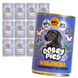 Dobry Pies 12x400g Mokra Karma Dla Dorosłych Psów Wszystkich Ras Z Wołowiną Topinamburem I Rozmarynem