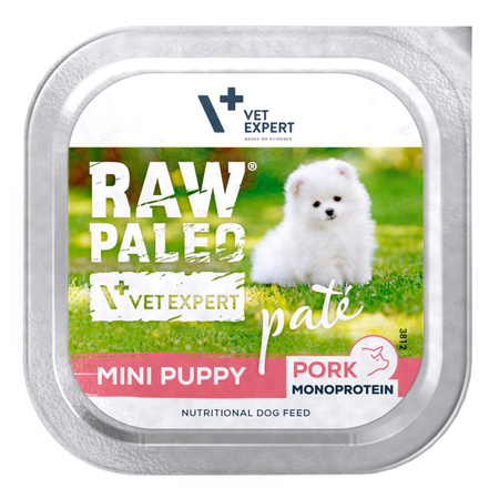 Raw Paleo Pate Mini Puppy 12x150g Monoproteinowa Mokra Karma Pasztet Dla Szczeniąt Małych Ras Z Wieprzowiną Kaczką I Jagnięciną