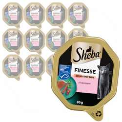 Sheba Finesse Tacka 12x85g Mokra Karma Pełnoporcjowa Dla Kota Z Łososiem W Musie