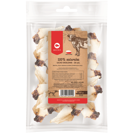 MACED Ucho wołowe 20szt. 300g - Przysmak, gryzak dla psów