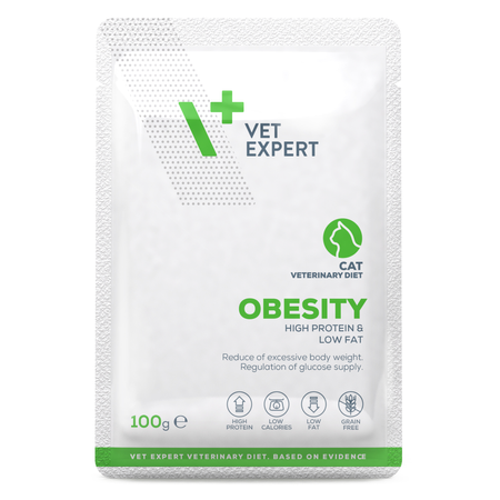 VetExpert Veterinary Diet Obesity Cat 100g Mokra Weterynaryjna Karma Dla Kotów Redukująca Nadmierną Masę Ciała