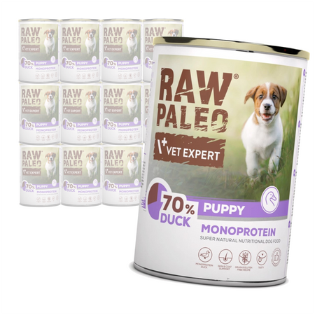 Raw Paleo Puppy Monoprotein 12x400g Mokra Karma Dla Szczeniąt  z Kaczką