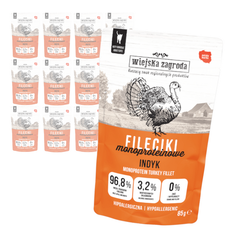 Wiejska Zagroda 12x85g Monoproteinowa Mokra Karma Dla Kota Fileciki Indyk
