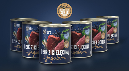 John Dog Junior DZIK z CIELECINĄ i JAGODAMI 6x800g Puszka - mokra karma dla szczeniąt