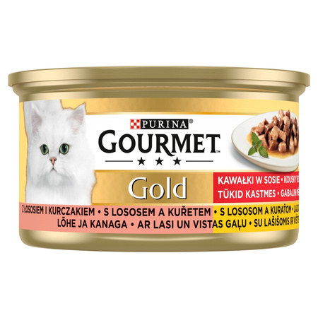 Purina Gourmet Gold Karma Dla Kotów Łosoś I Kurczak W Sosie Z Pomidorami 12x85g