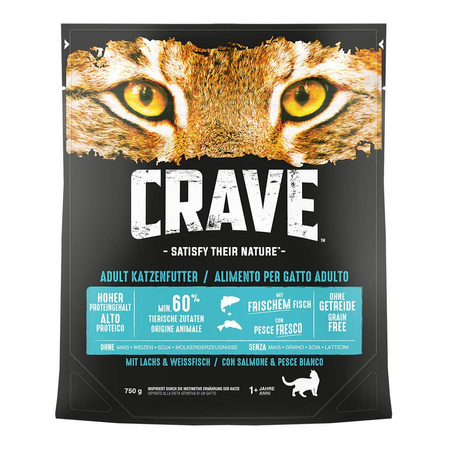 Crave Cat Adult Sucha karma z łososiem i białą rybą 750g