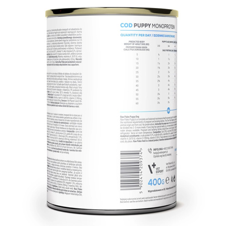 Raw Paleo Monoprotein Puppy 6x400g Mokra Karma Dla Szczeniąt z Dorszem