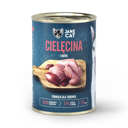 Jane Cat Adult Cielęcina Indyk 24x400g Mokra Karma Dla Kotów Bez Zbóż
