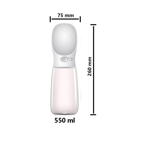 Przenośny dozownik wody dla psa, miska dla picia 550ml kolor BIAŁY