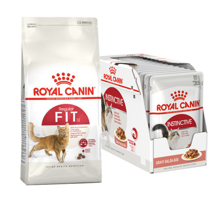 Royal Canin Fhn Fit 10kg + Instinctive 12x85g Karma Dla Dorosłych Kotów