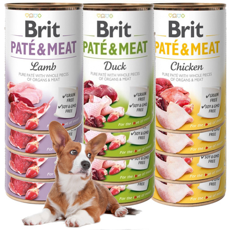 Brit Pate&Meat Mokra Karma Dla Psa Kurczak Kaczka Jagnięcina 12x800g