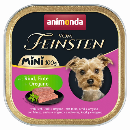 Animonda Vom Feinsten Mini 16x100g Mokra Karma Dla Psa z Wołowiną Kaczką i Oregano